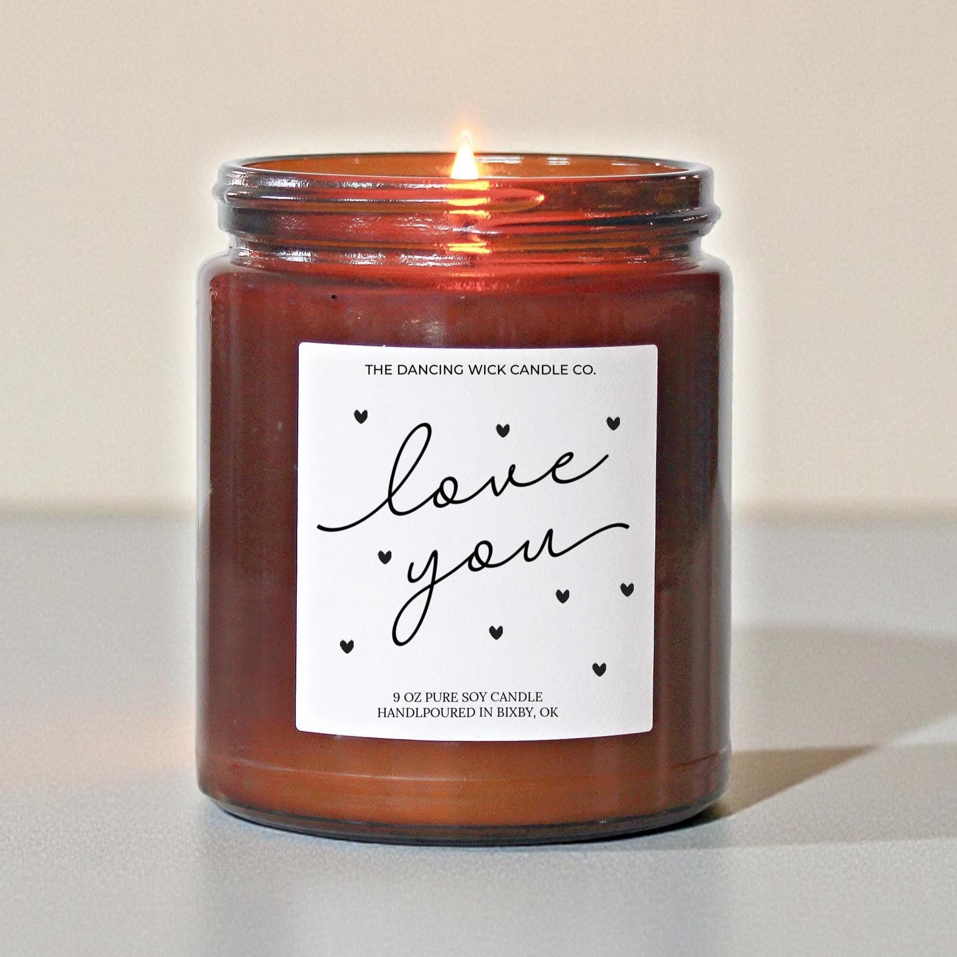 Love You Candle Amber Gift - The Dancing Wick
