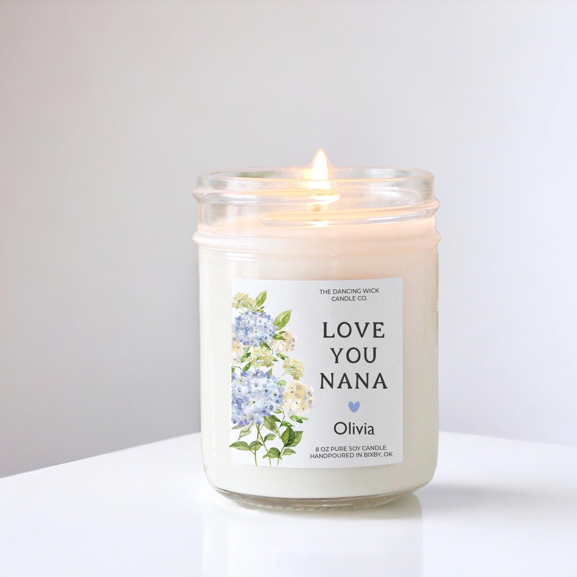 Love You Mom Candle: Personalized Floral Soy Candle - The Dancing Wick