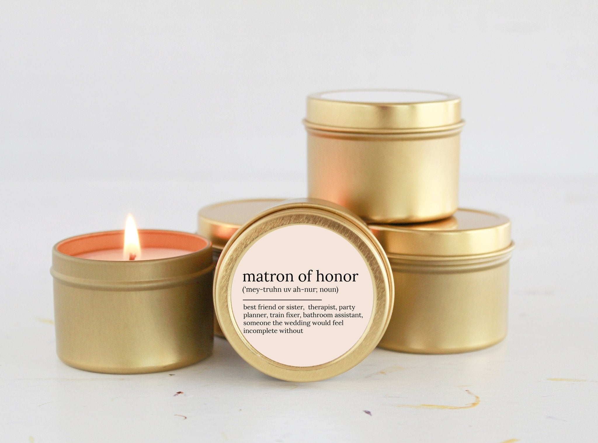 Matron of Honor Noun Tins - The Dancing Wick
