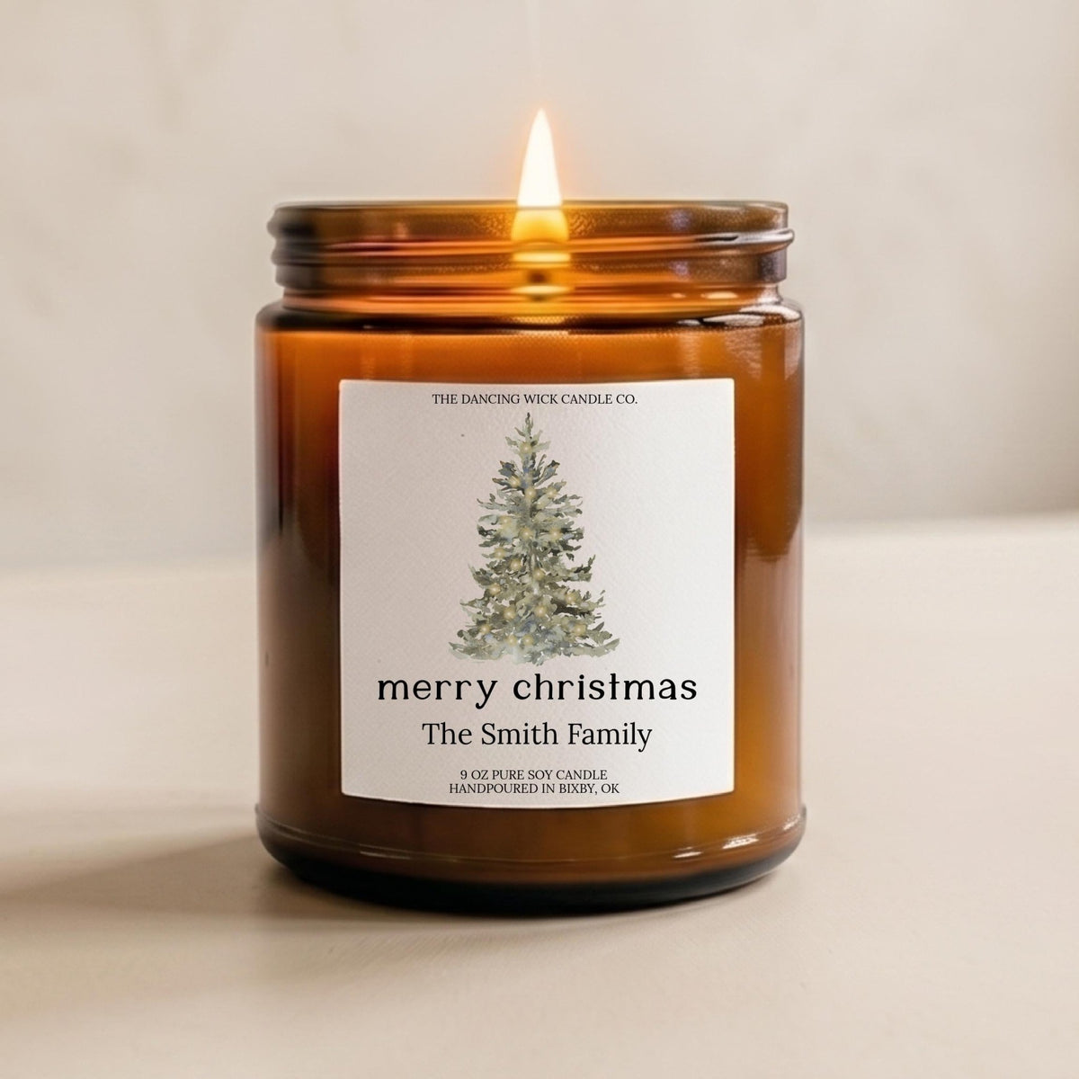 Merry Christmas Amber Jar - The Dancing Wick