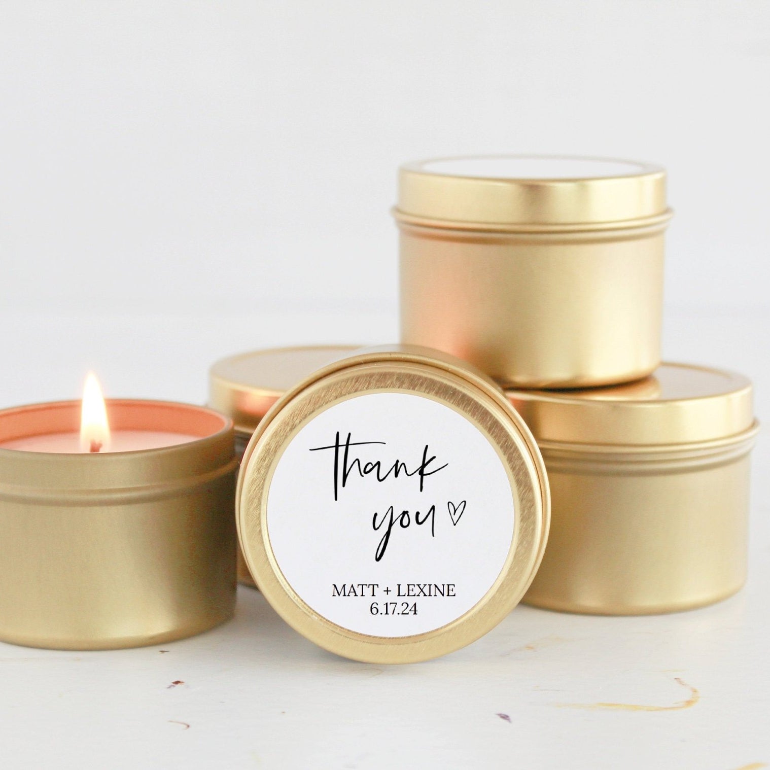 Minimalist Wedding Favors Tins - Set Of 10 - The Dancing Wick