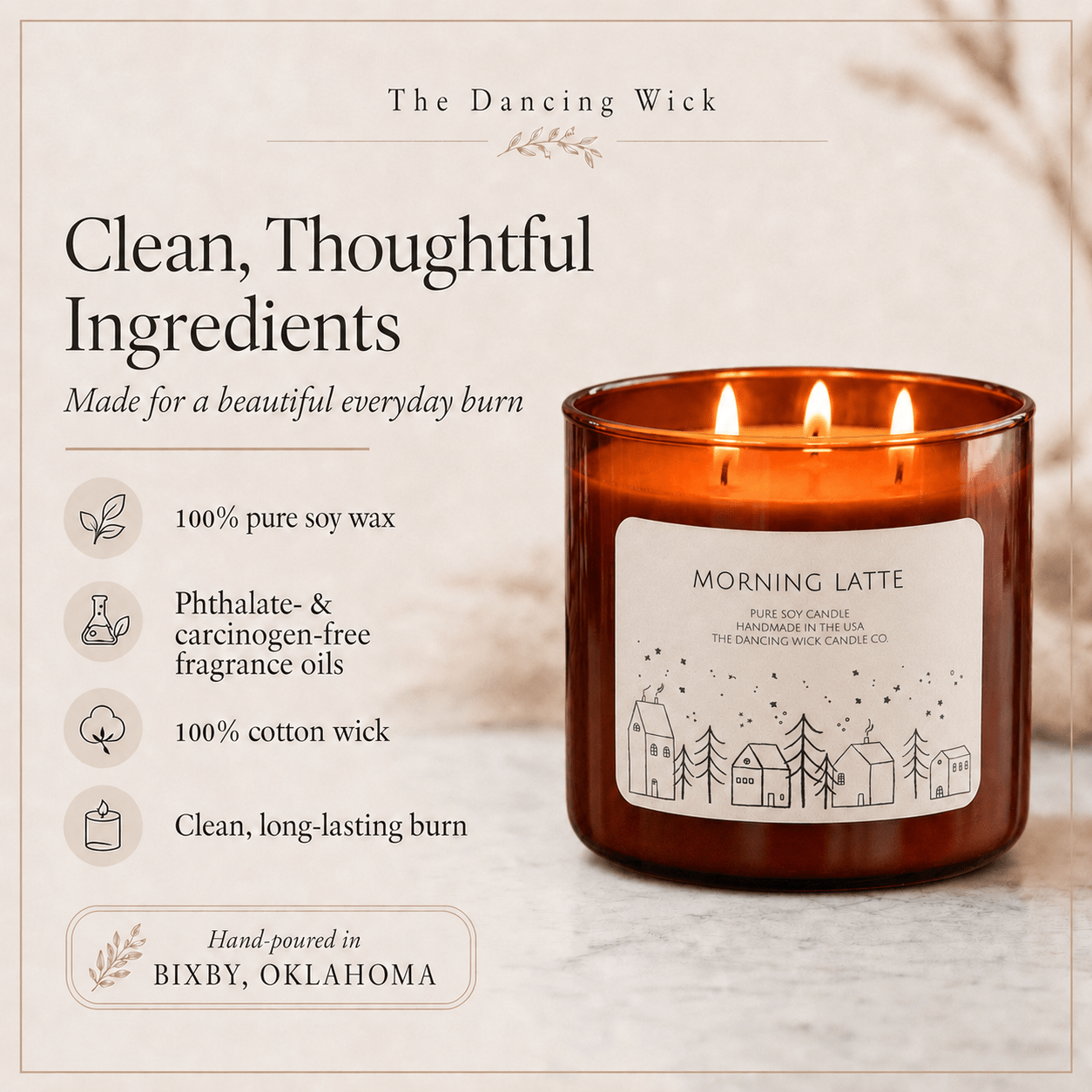 Morning Latte - 3 Wick Christmas Tumbler Candle - The Dancing Wick
