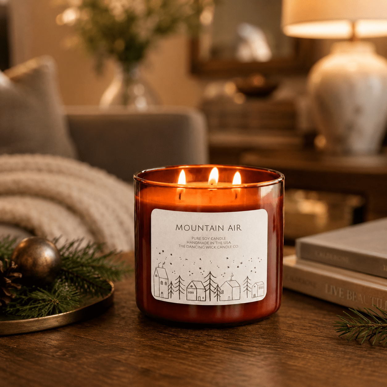 Mountain Air - 3 Wick Christmas Tumbler Candle - The Dancing Wick