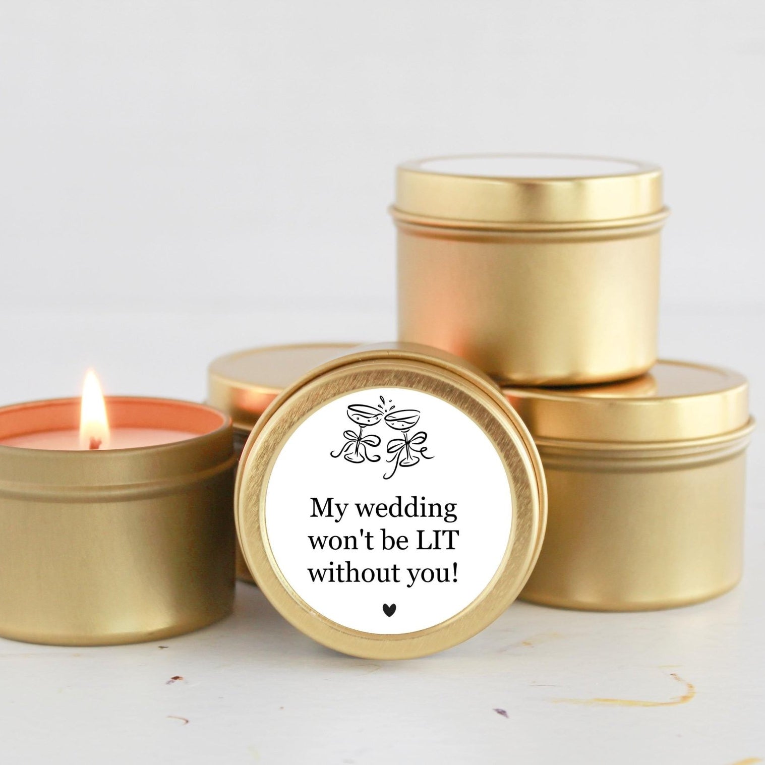 My wedding won't be lit without you Tins - The Dancing Wick
