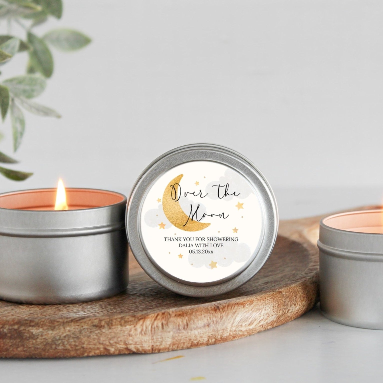 Over the Moon Baby Shower Tins - Set of 10 - The Dancing Wick