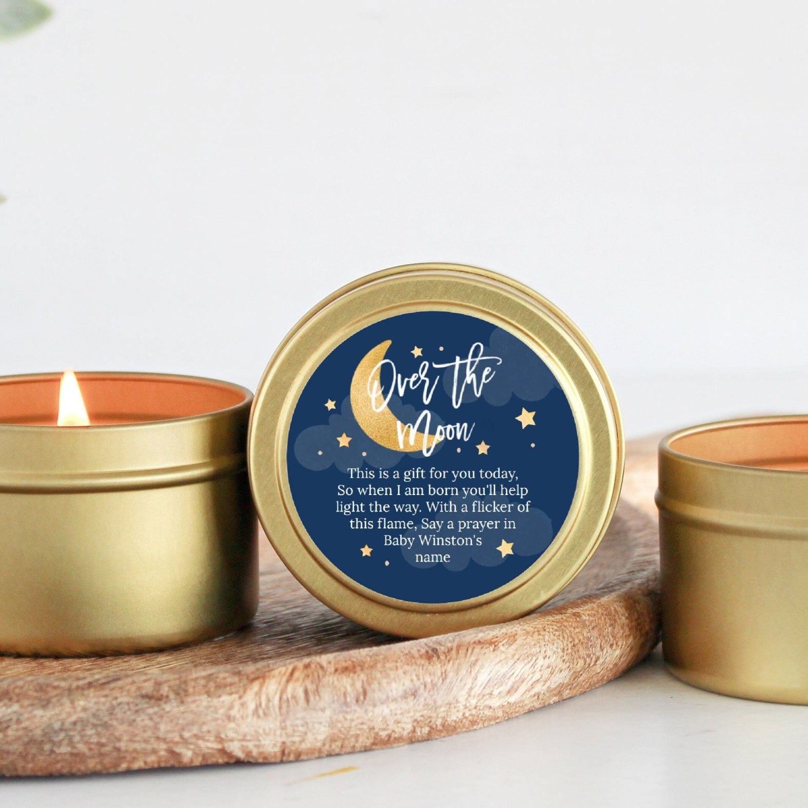 Over the Moon Baby Shower Tins - Set of 10 - The Dancing Wick