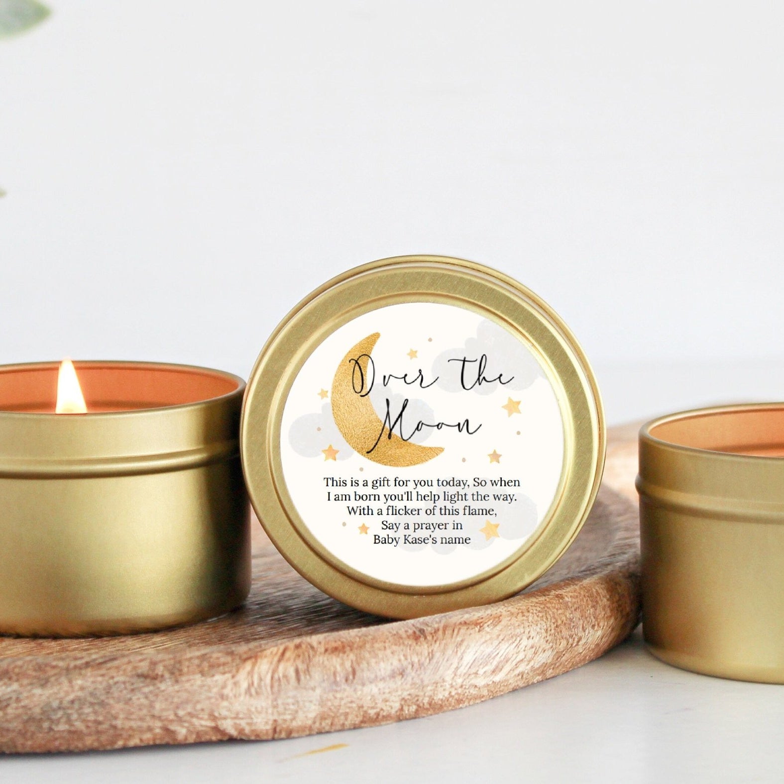 Over the Moon Baby Shower Tins - Set of 10 - The Dancing Wick
