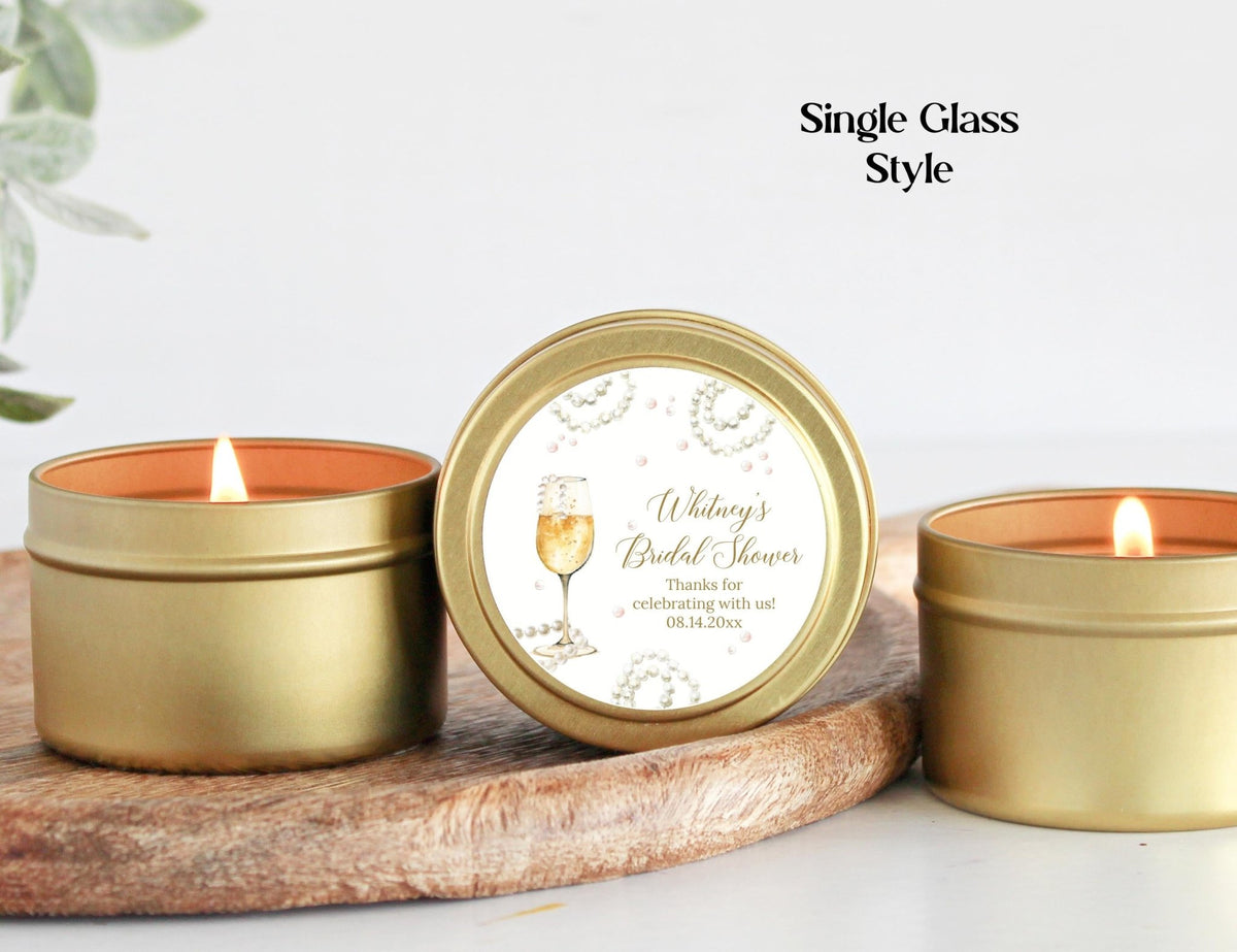 Pearls and Prosecco Tins - Set of 10 - The Dancing Wick