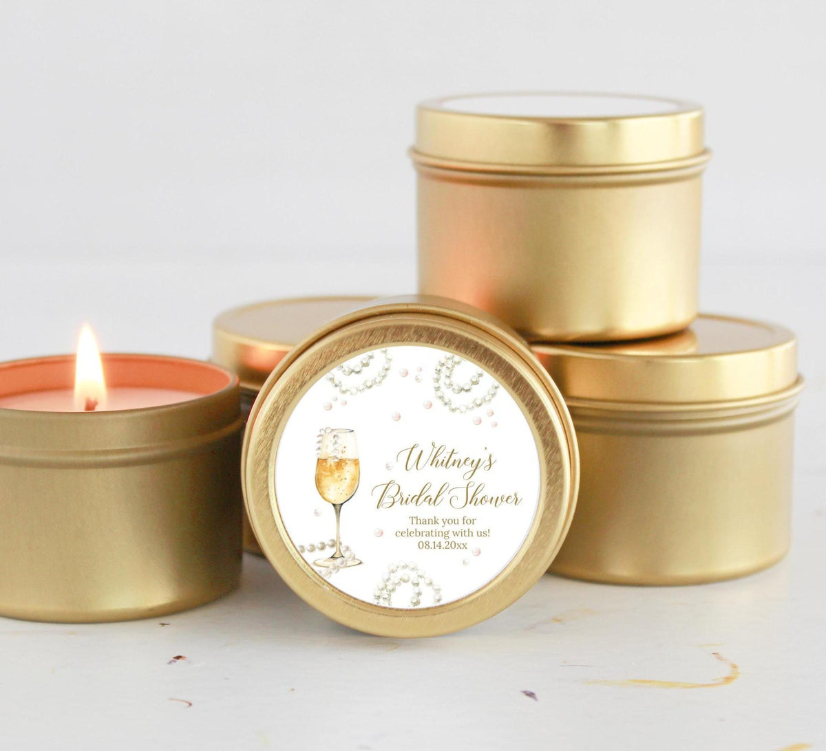 Pearls and Prosecco Tins - Set of 10 - The Dancing Wick