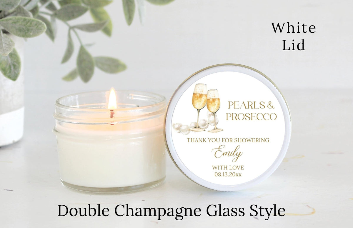 Pearls & Prosecco Candle Favors - The Dancing Wick