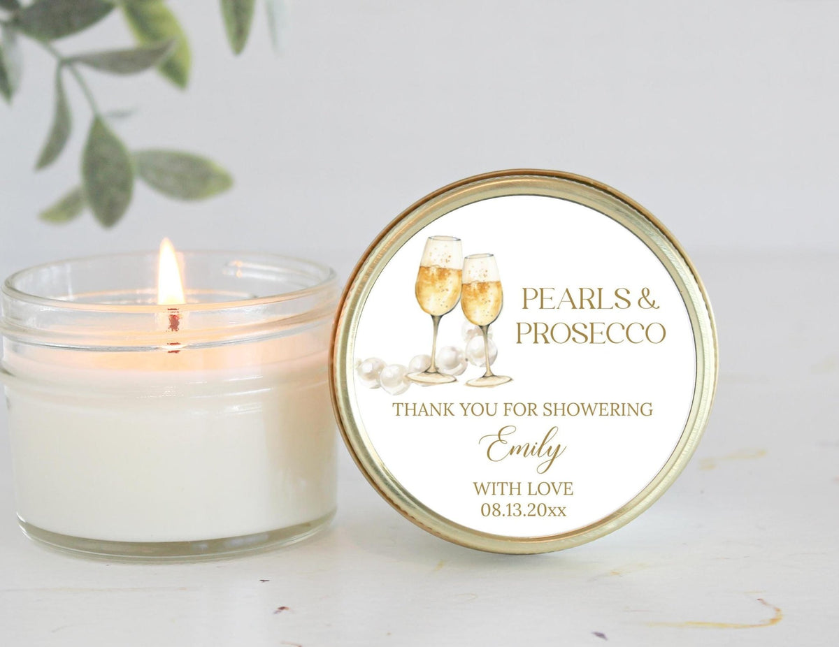 Pearls & Prosecco Candle Favors - The Dancing Wick