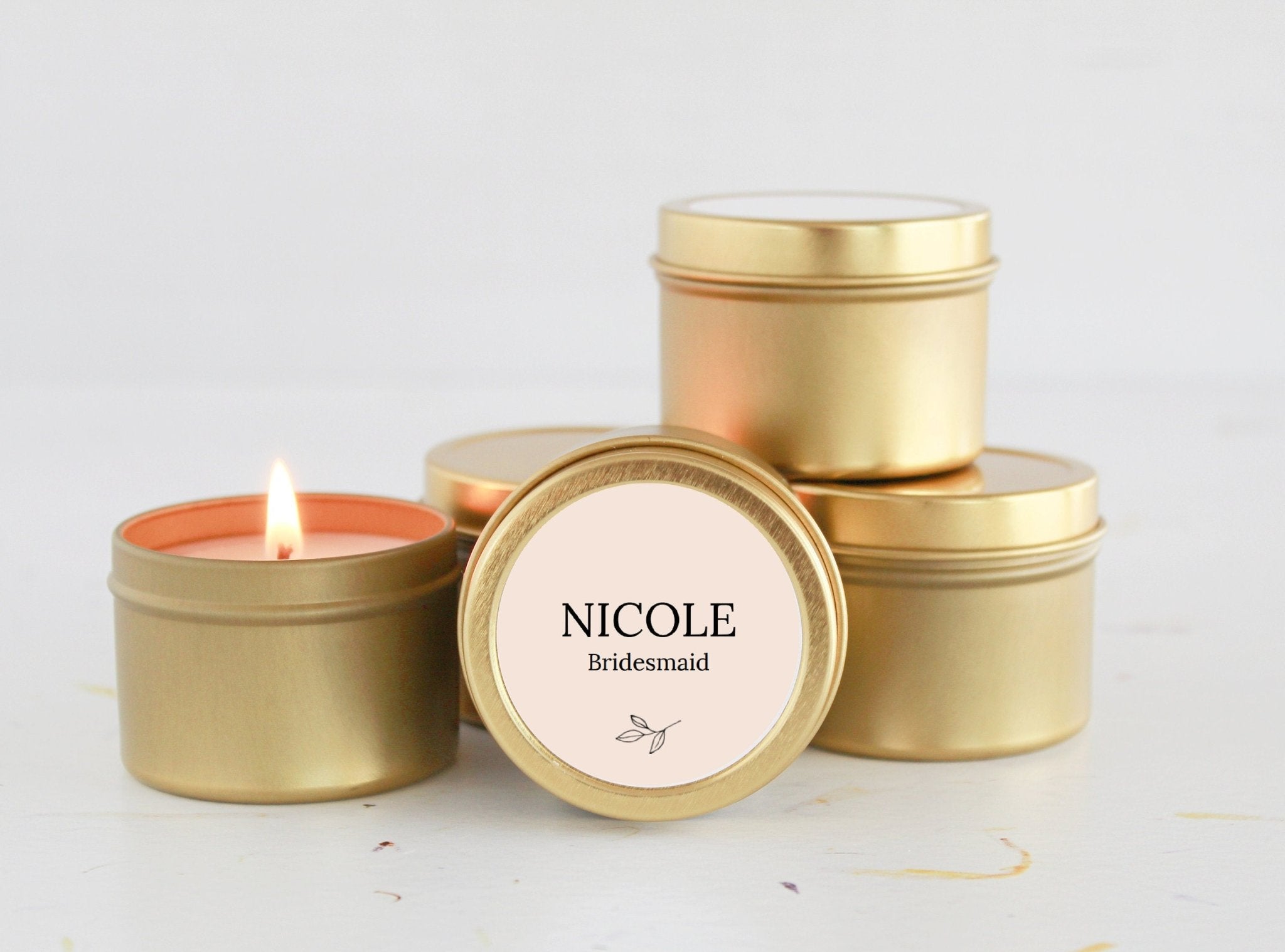 Personalized Bridesmaid Tins - The Dancing Wick