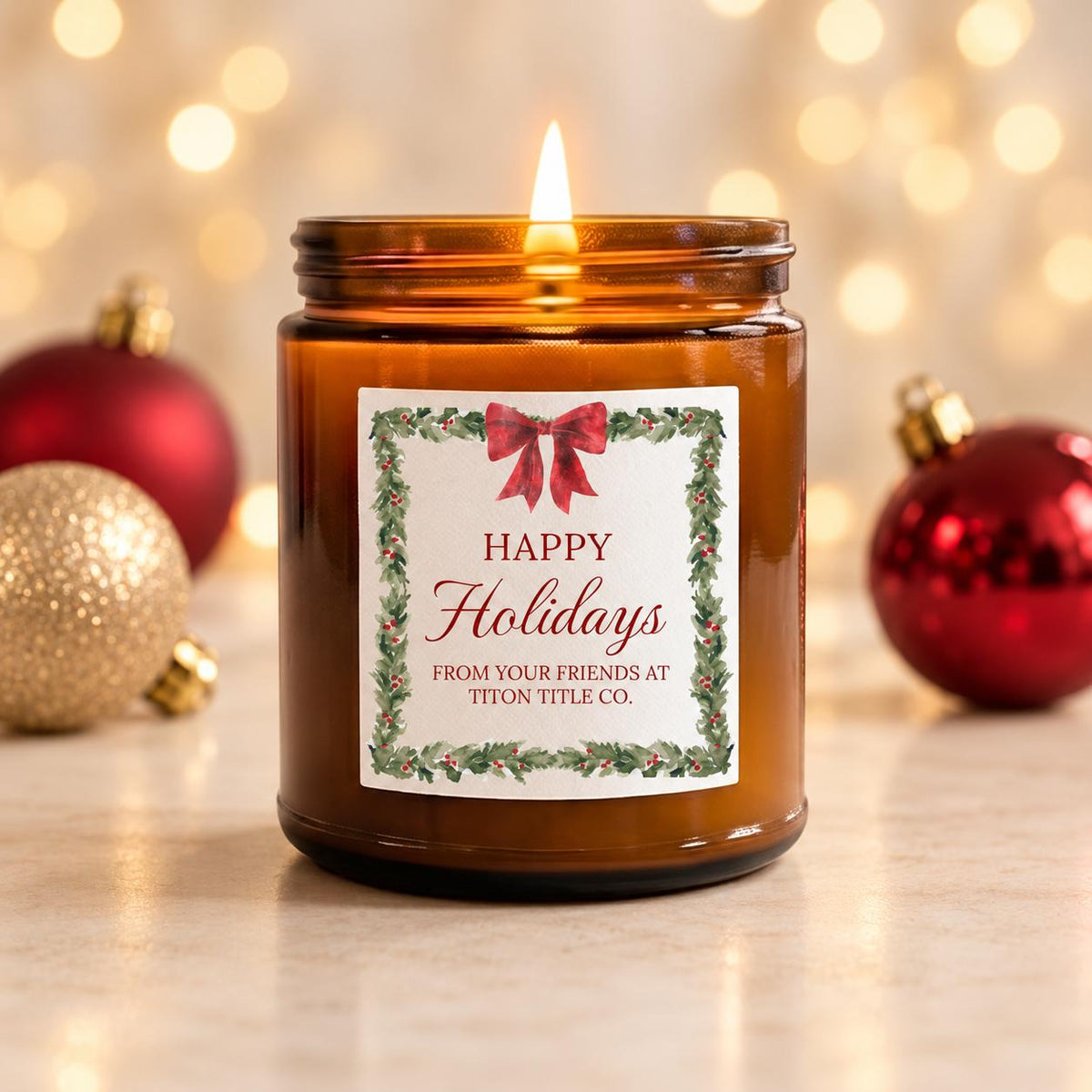Personalized Christmas Amber Candle - The Dancing Wick
