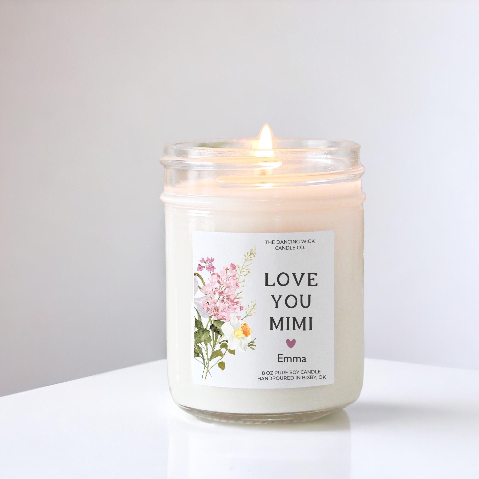 Personalized Floral Soy Candle: Love You Nana Gift - The Dancing Wick