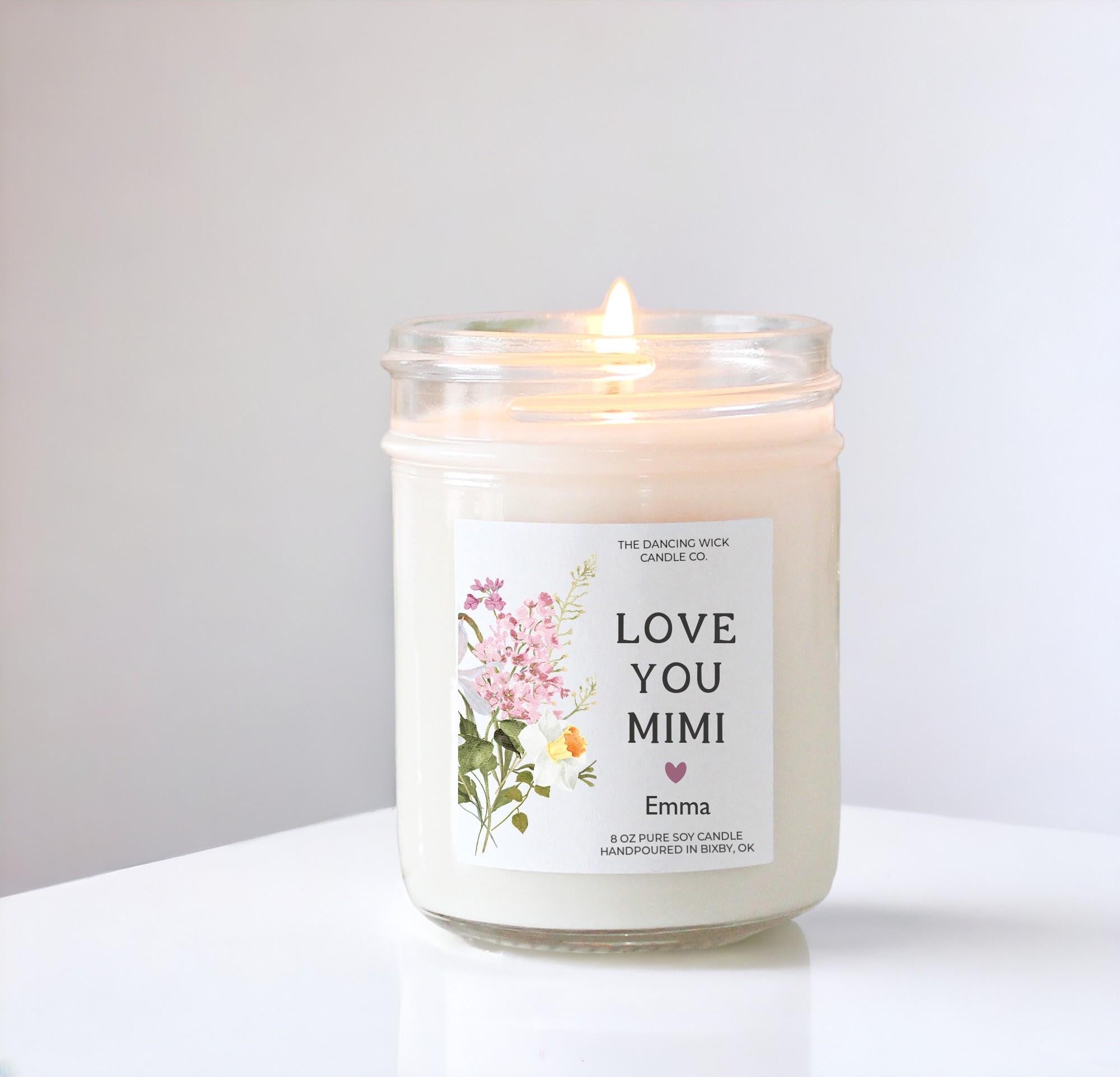Personalized Floral Soy Candle: Love You Nana Gift - The Dancing Wick