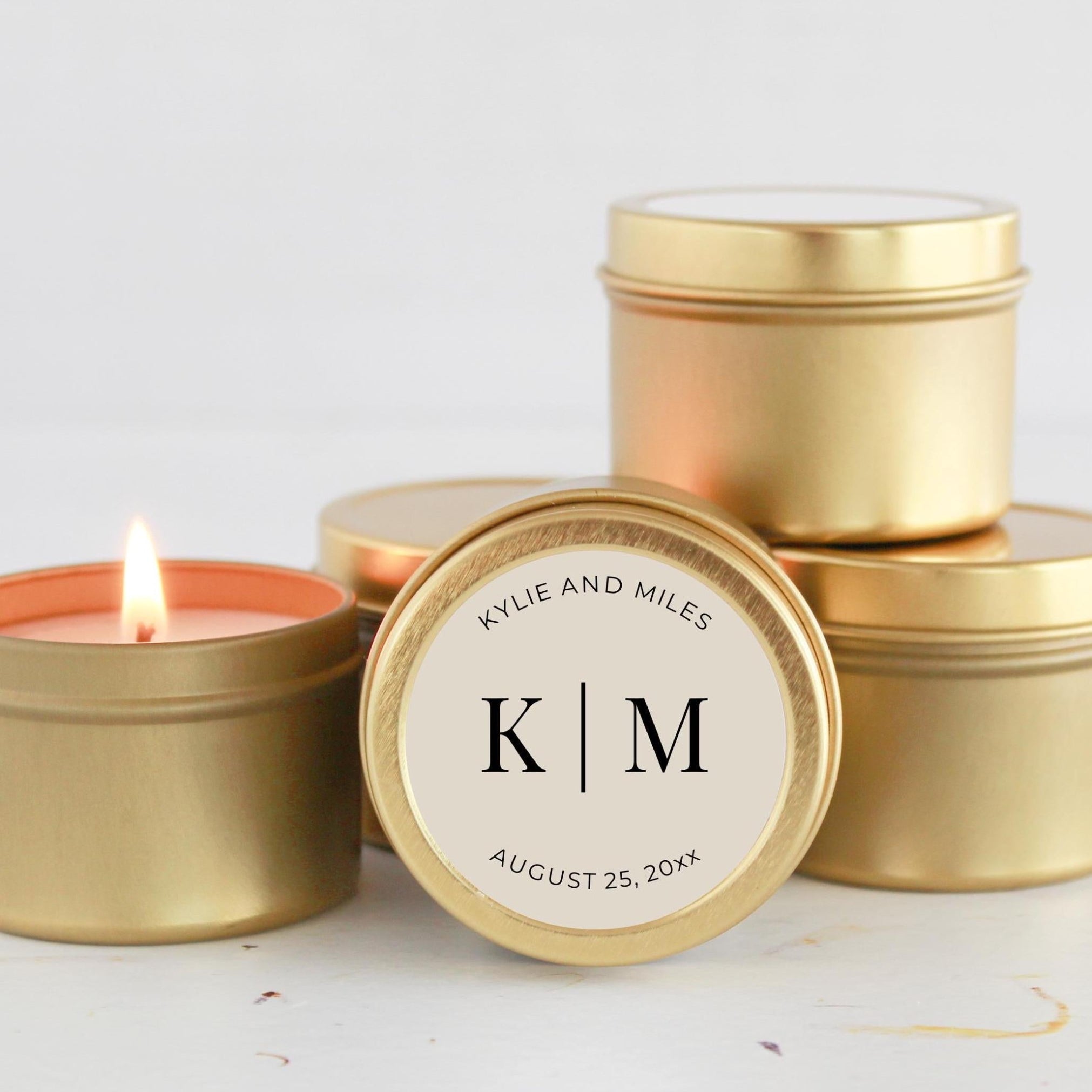 Personalized Initials Wedding Favor Tins-Set Of 10 - The Dancing Wick