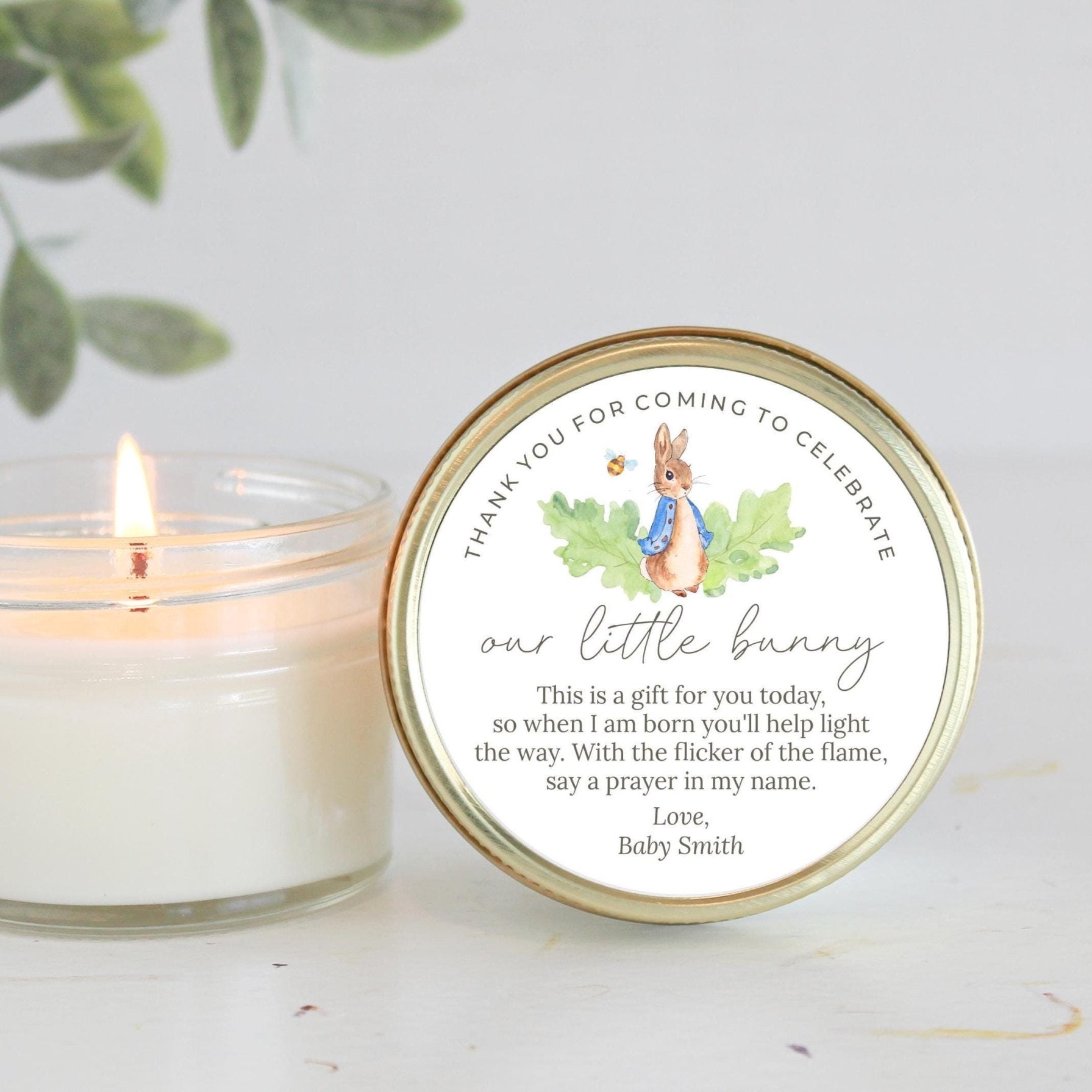 Peter Rabbit Baby Shower Favor - The Dancing Wick