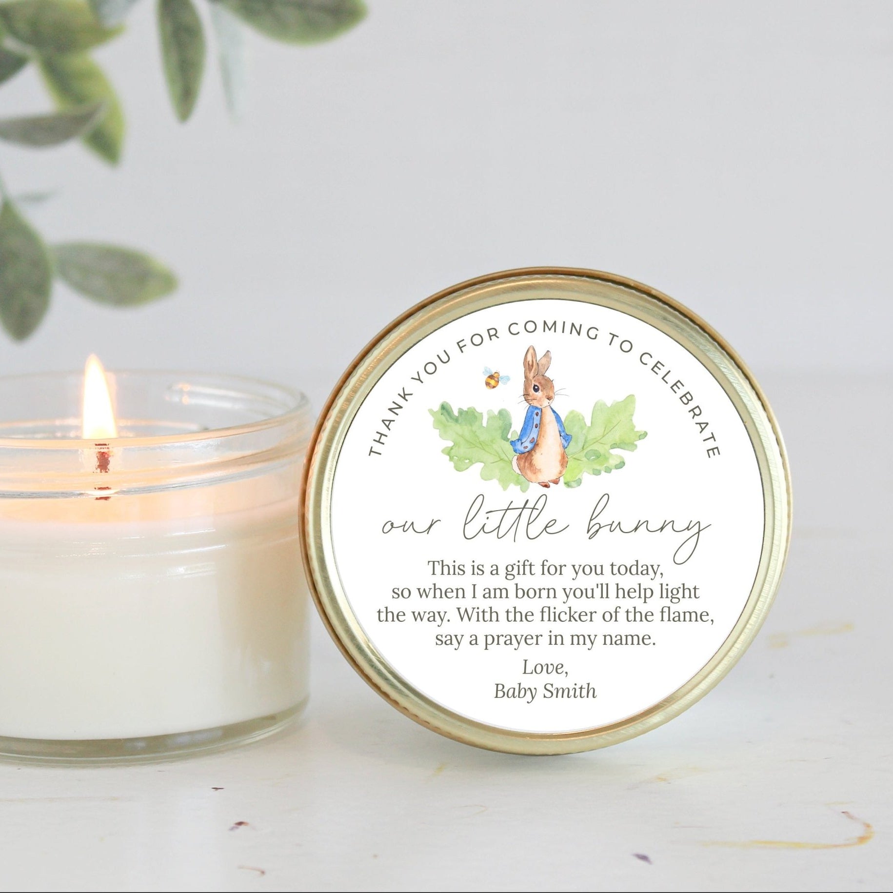Peter Rabbit Baby Shower Favor - The Dancing Wick