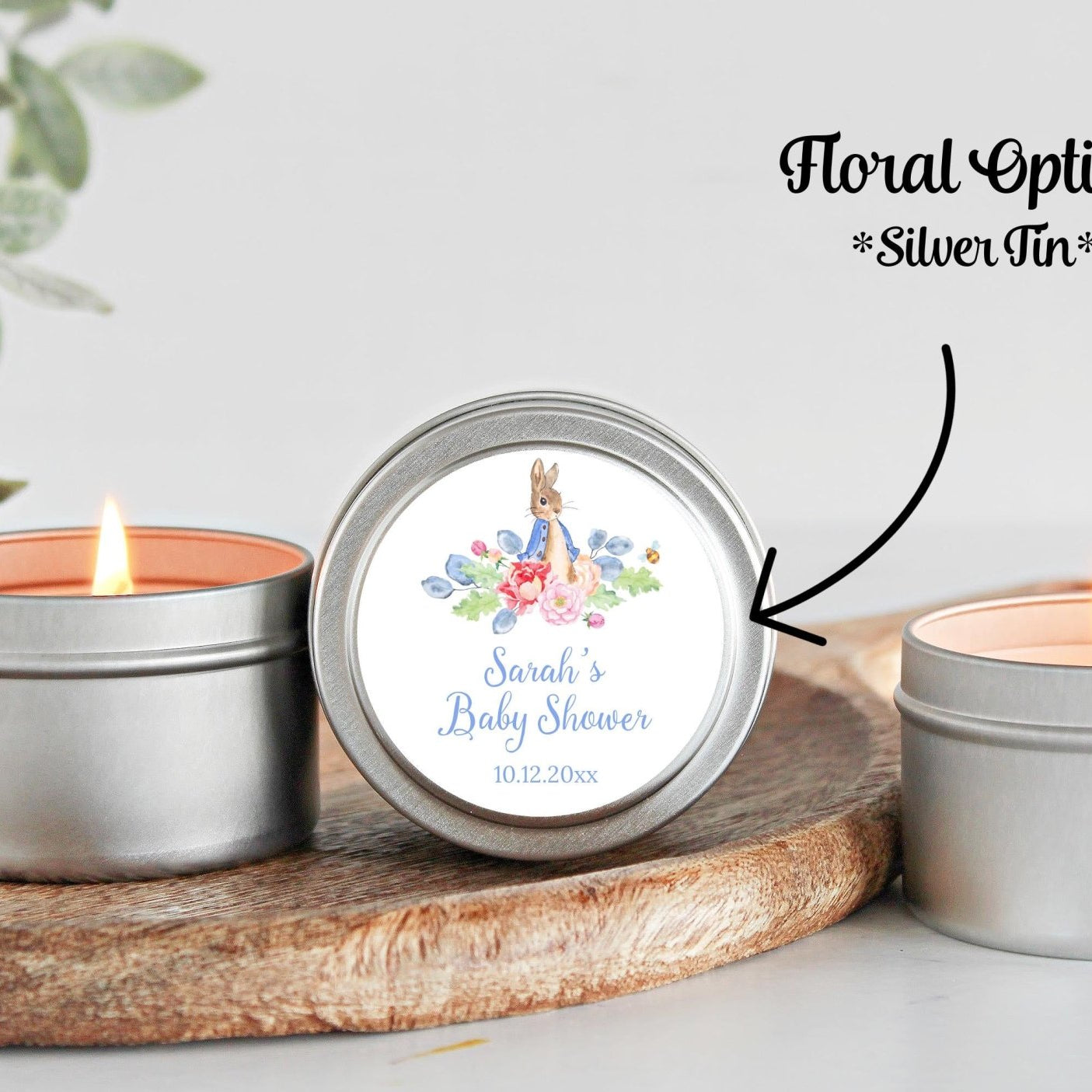 Peter Rabbit Baby Shower Favors Tins - Set of 10 - The Dancing Wick