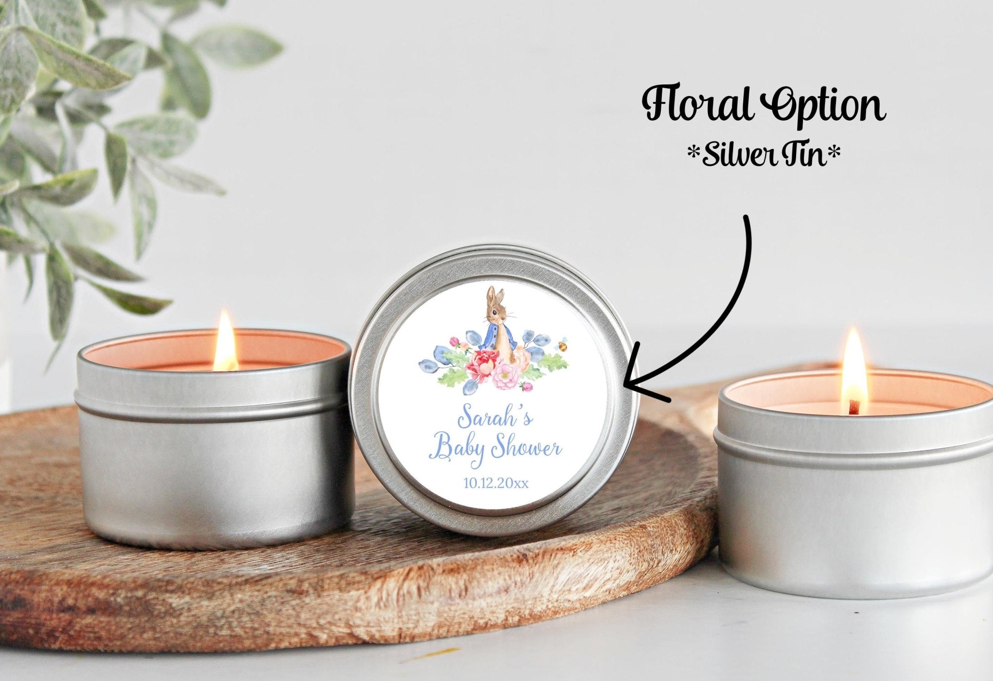 Peter Rabbit Baby Shower Favors Tins - Set of 10 - The Dancing Wick