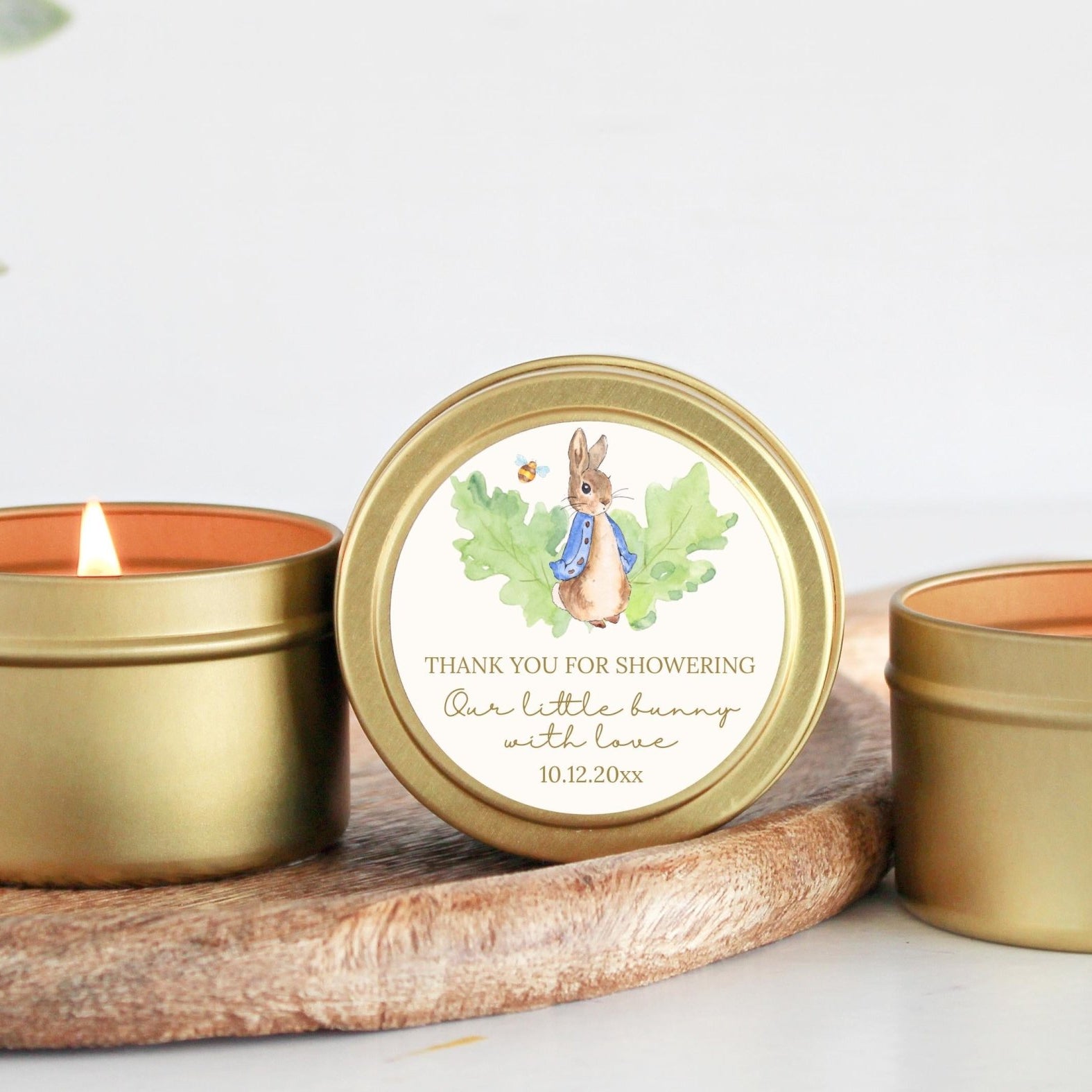 Peter Rabbit Baby Shower Favors Tins - Set of 10 - The Dancing Wick