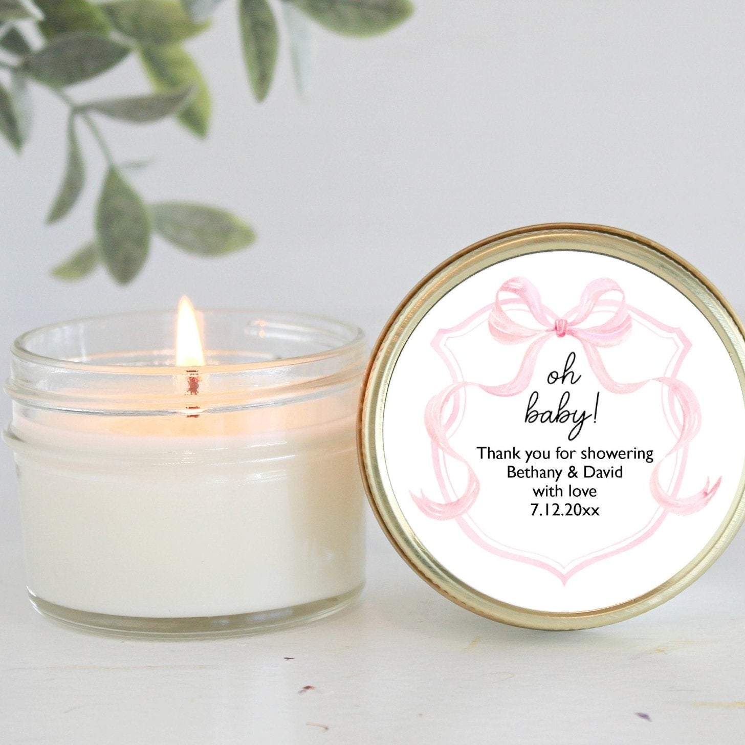 Pink Bow Baby Shower Favors - The Dancing Wick