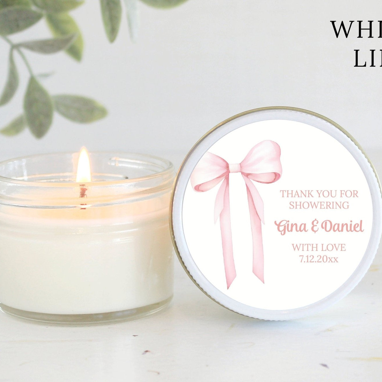 Pink Bow Baby Shower Favors - The Dancing Wick