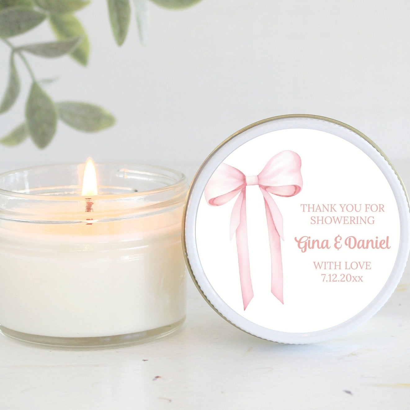 Pink Bow Baby Shower Favors - The Dancing Wick