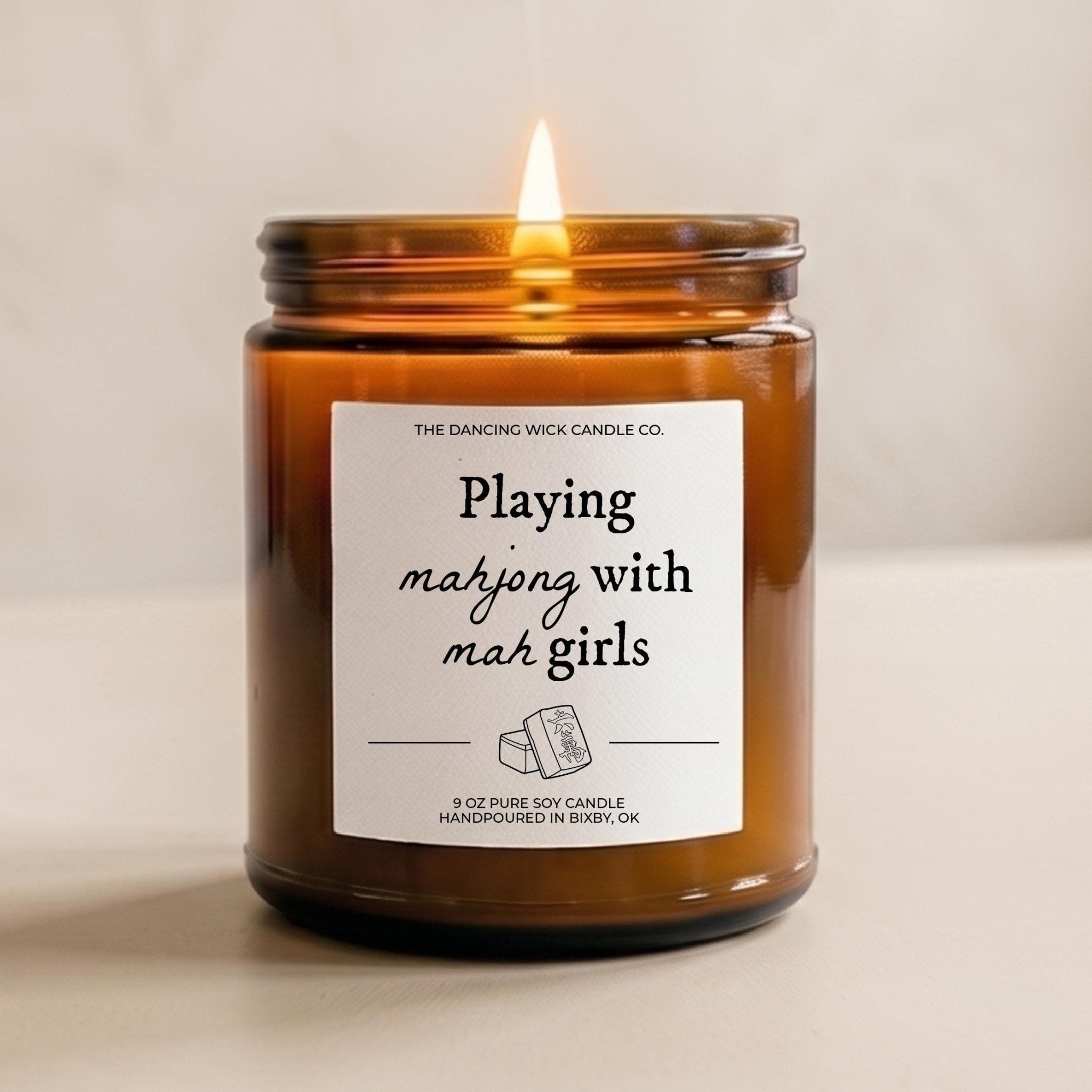 Playing Mahjong With Mah Girls Amber Candle - The Dancing Wick