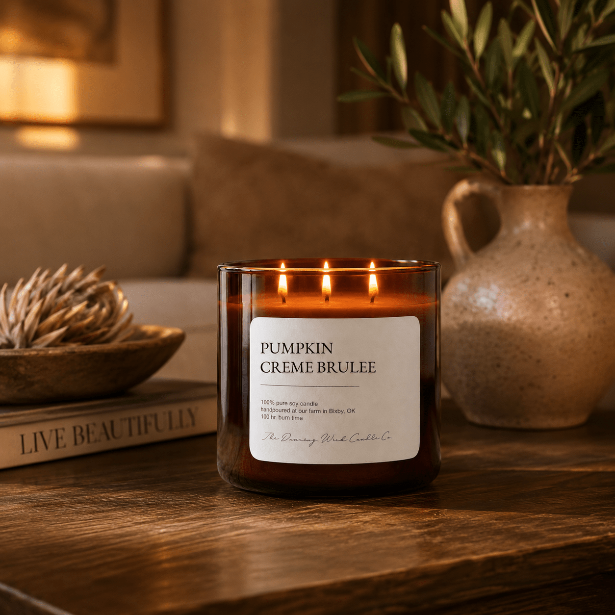 Pumpkin Creme Brulee - 3 Wick Everyday Tumbler Candle - The Dancing Wick