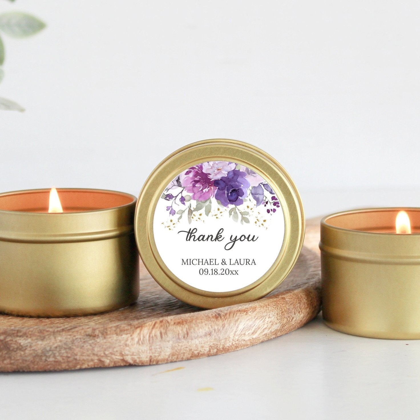 Purple & Mauve Floral Tins - Set of 10 - The Dancing Wick