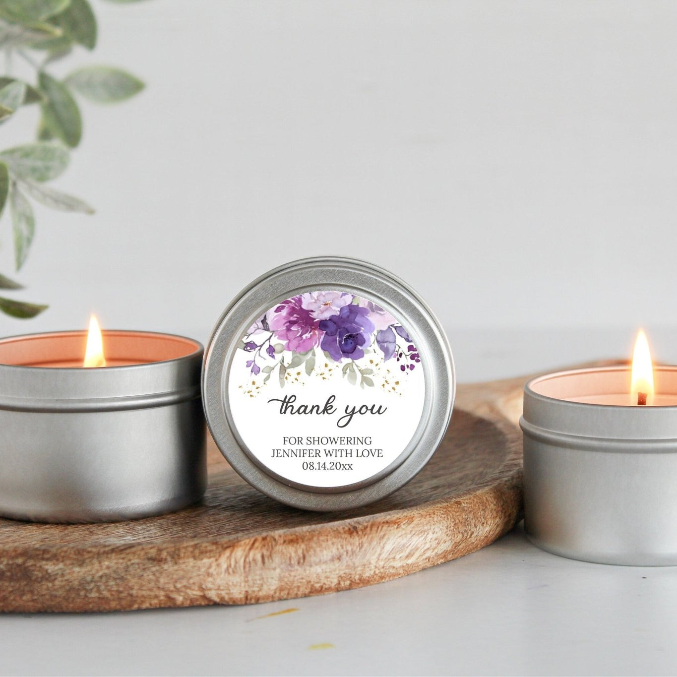 Purple & Mauve Floral Tins - Set of 10 - The Dancing Wick