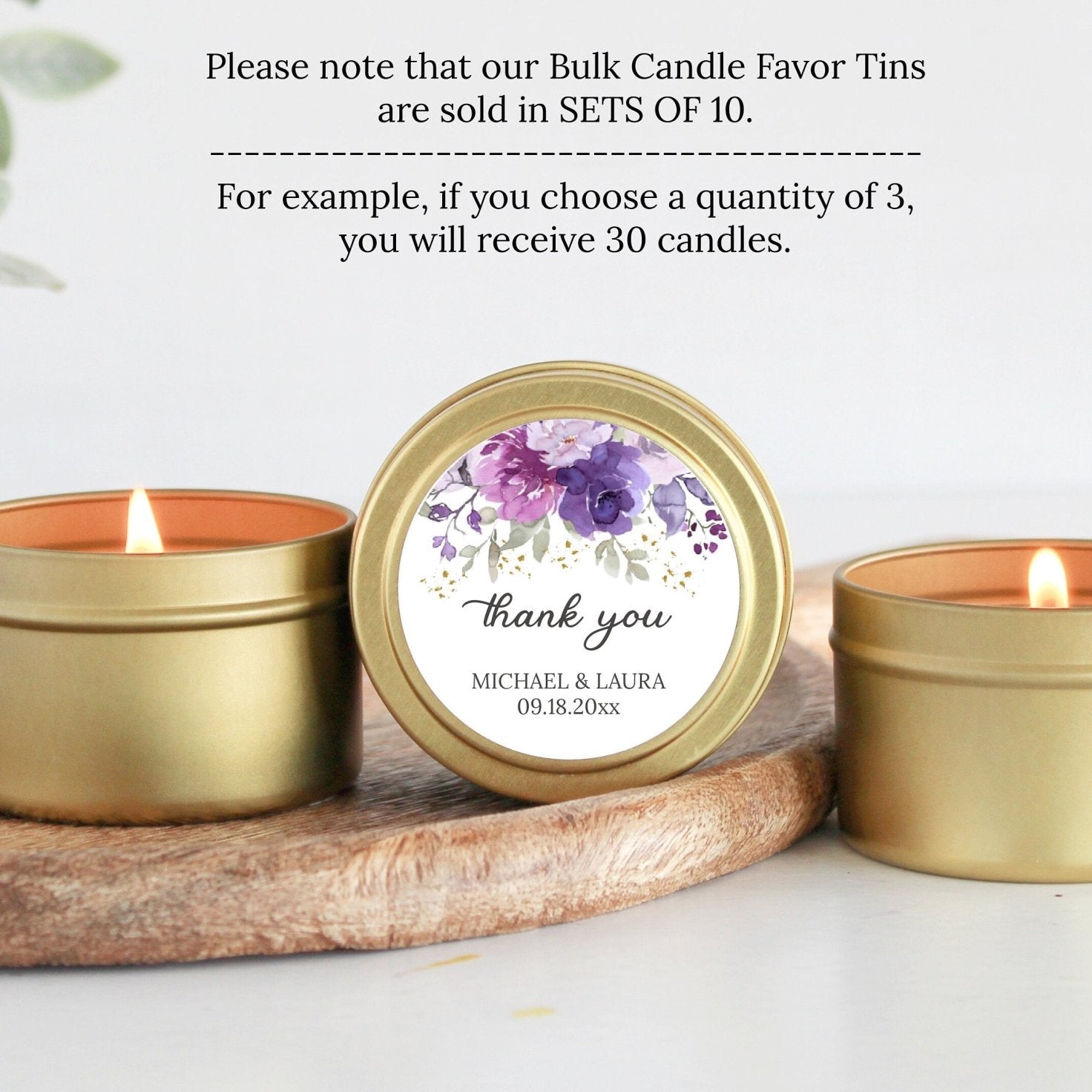 Purple & Mauve Floral Tins - Set of 10 - The Dancing Wick