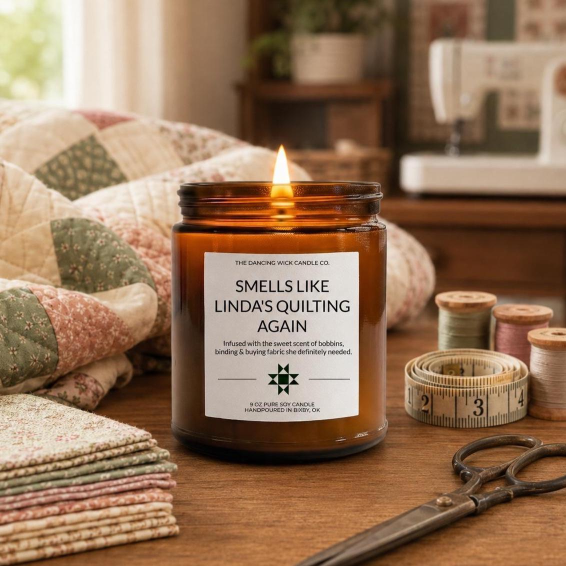 Quilting Again Amber Candle - The Dancing Wick