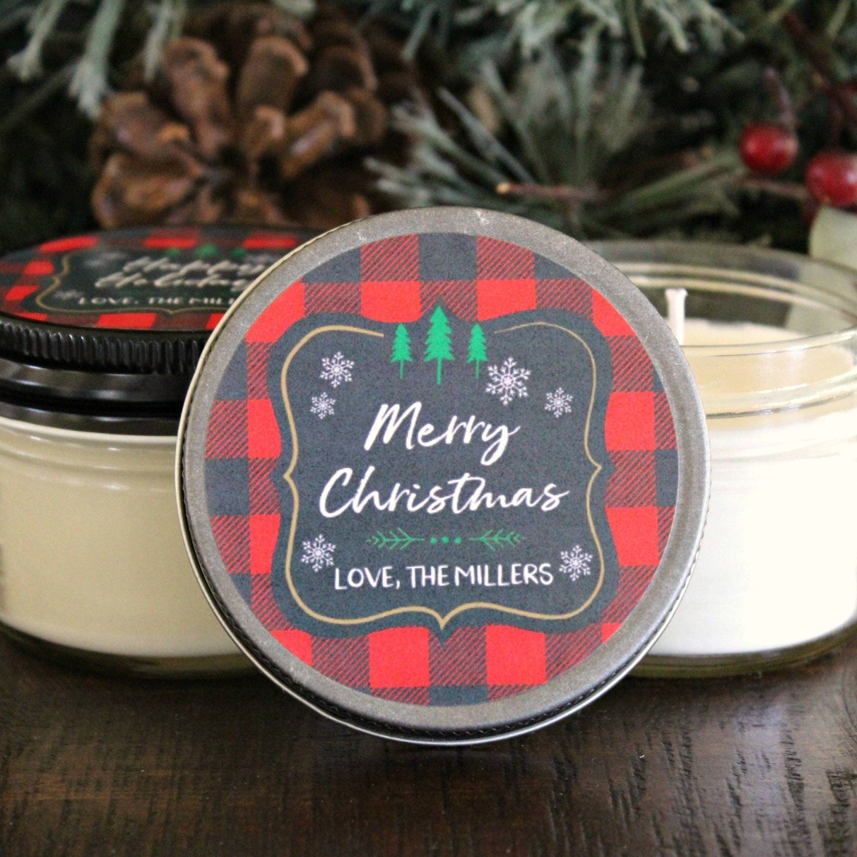 Red Buffalo Plaid Christmas Favor - The Dancing Wick