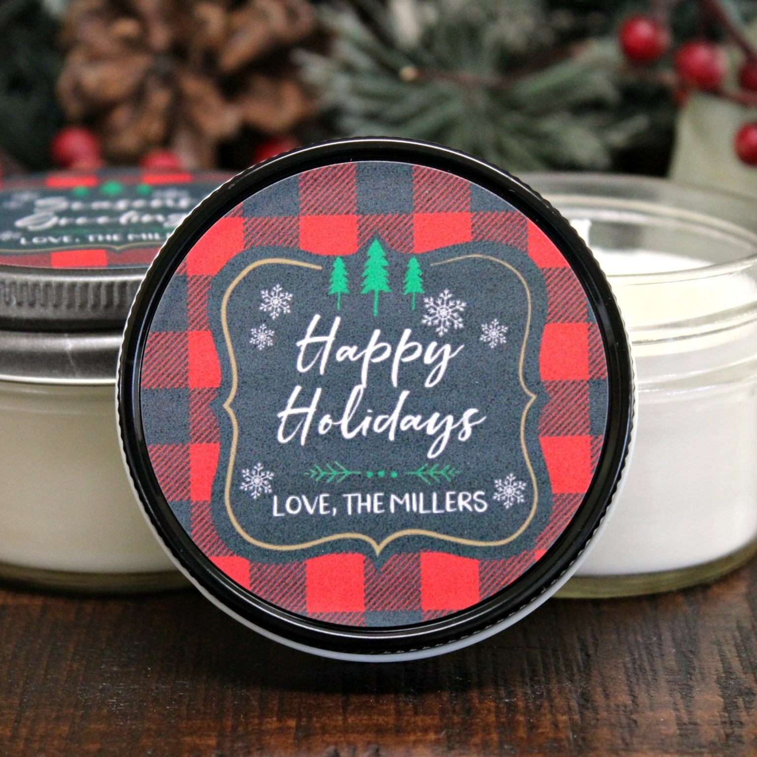 Red Buffalo Plaid Christmas Favor - The Dancing Wick