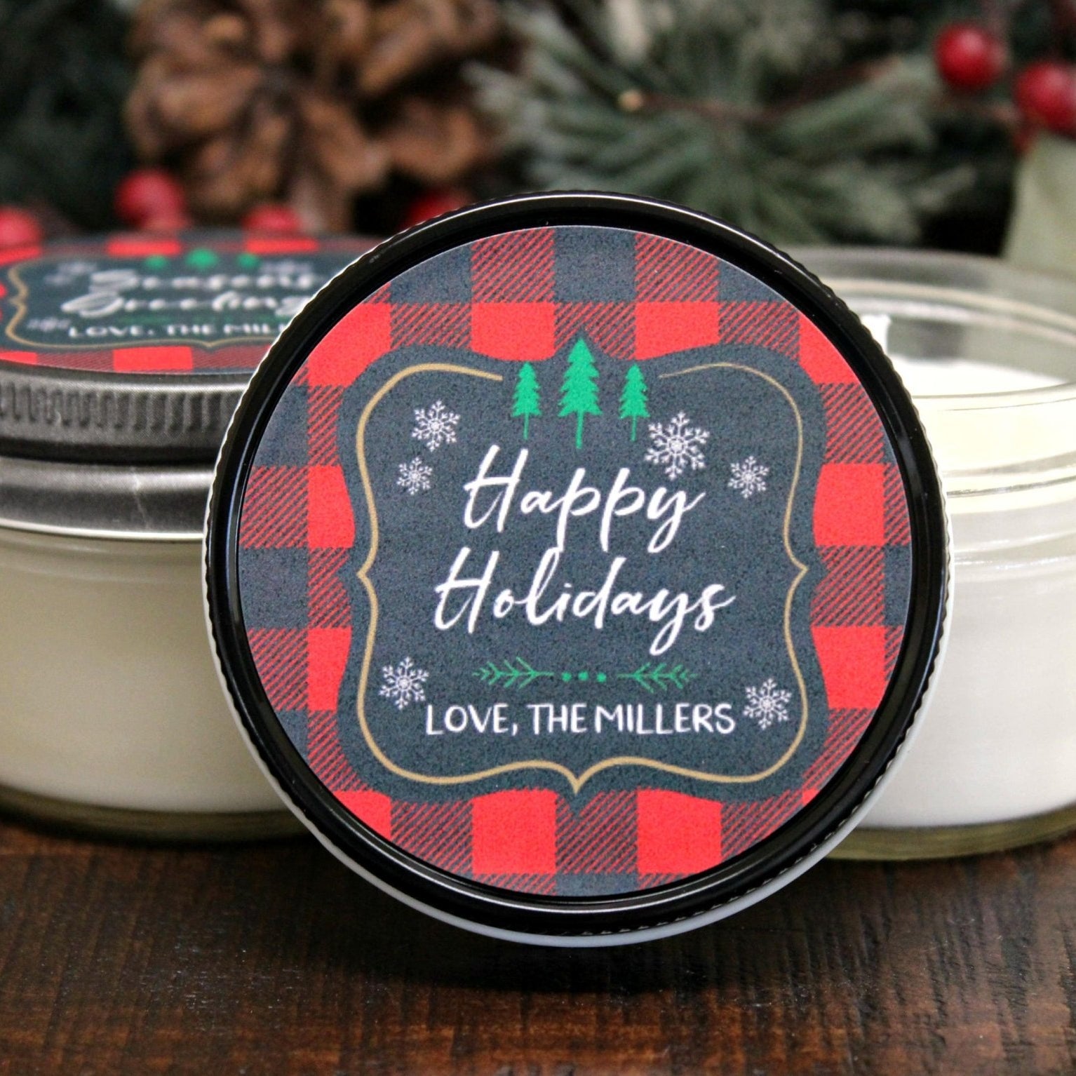 Red Buffalo Plaid Christmas Favor - The Dancing Wick