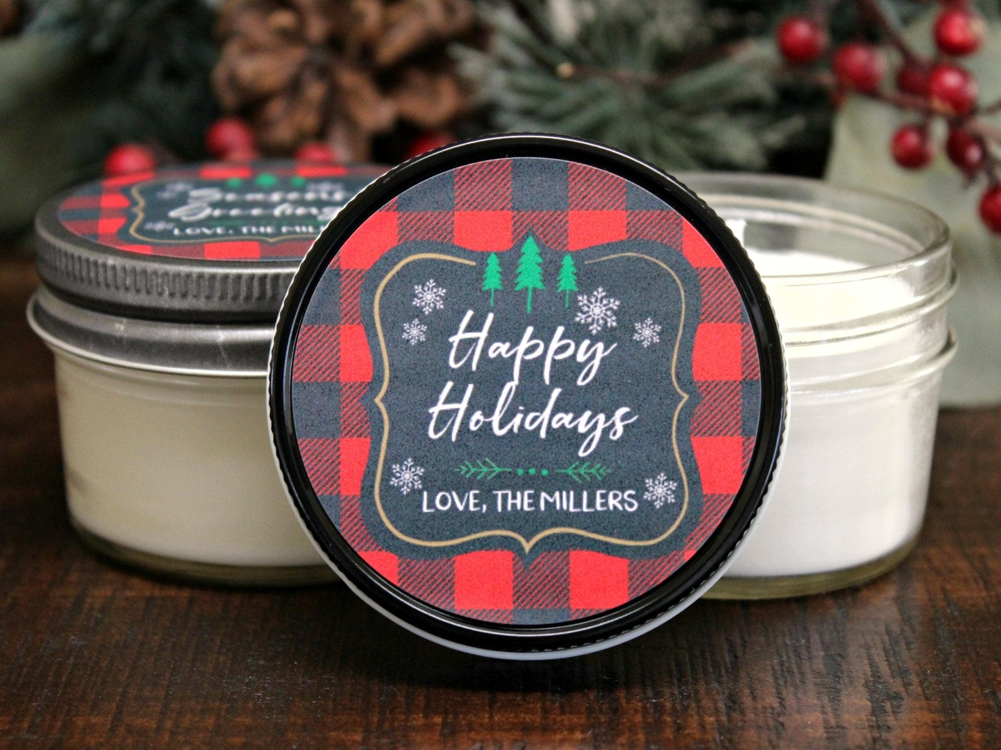 Red Buffalo Plaid Christmas Favor - The Dancing Wick