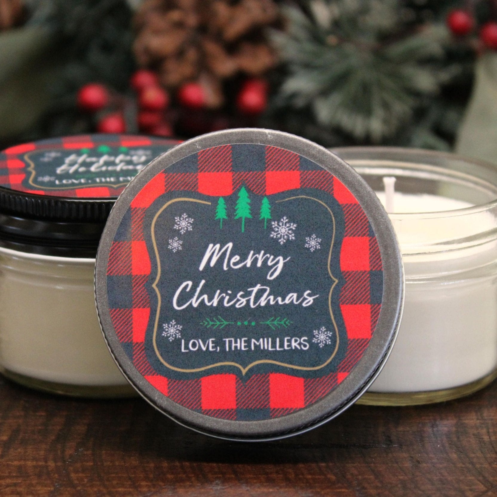 Red Buffalo Plaid Christmas Favor - The Dancing Wick