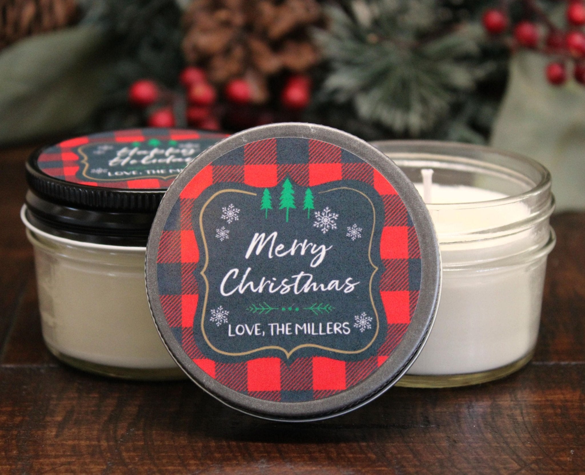 Red Buffalo Plaid Christmas Favor - The Dancing Wick