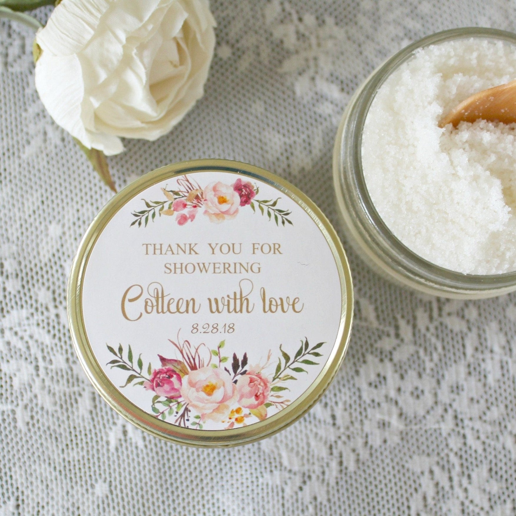 Rose Floral Favor Sugar Scrub Favor - The Dancing Wick