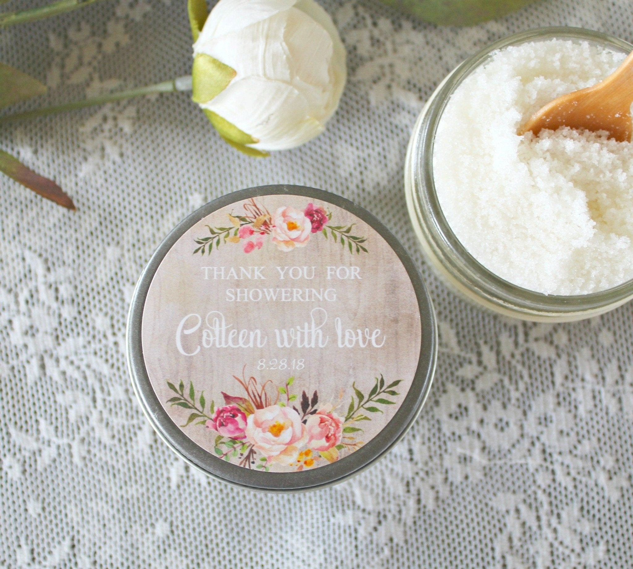 Rose Floral Favor Sugar Scrub Favor - The Dancing Wick