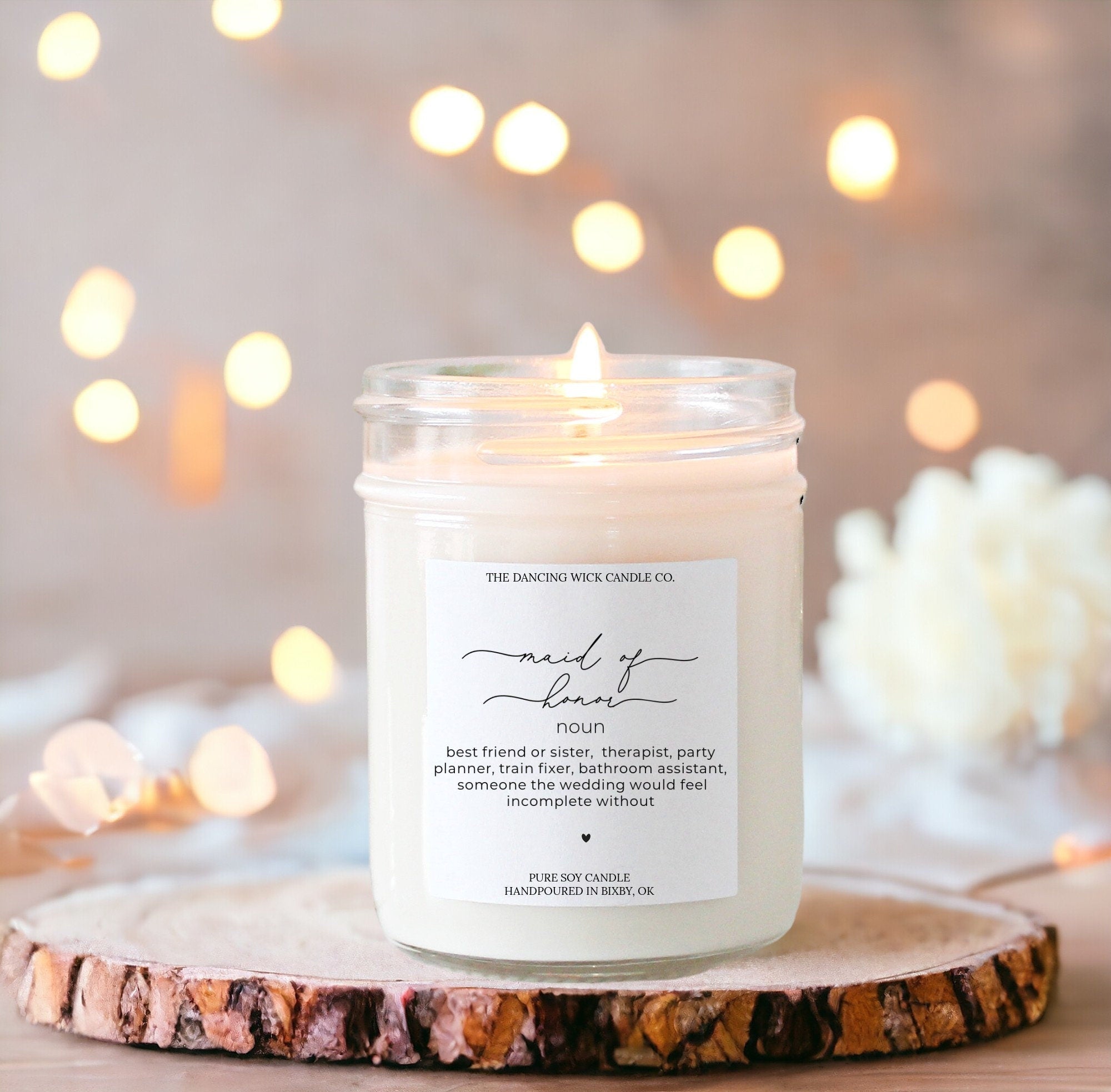 Script Maid of Honor Noun Candle - The Dancing Wick