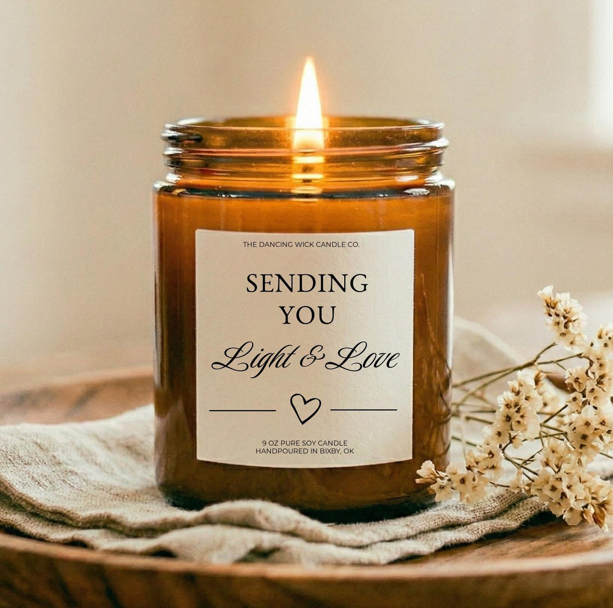 Sending Light & Love Amber Candle - The Dancing Wick