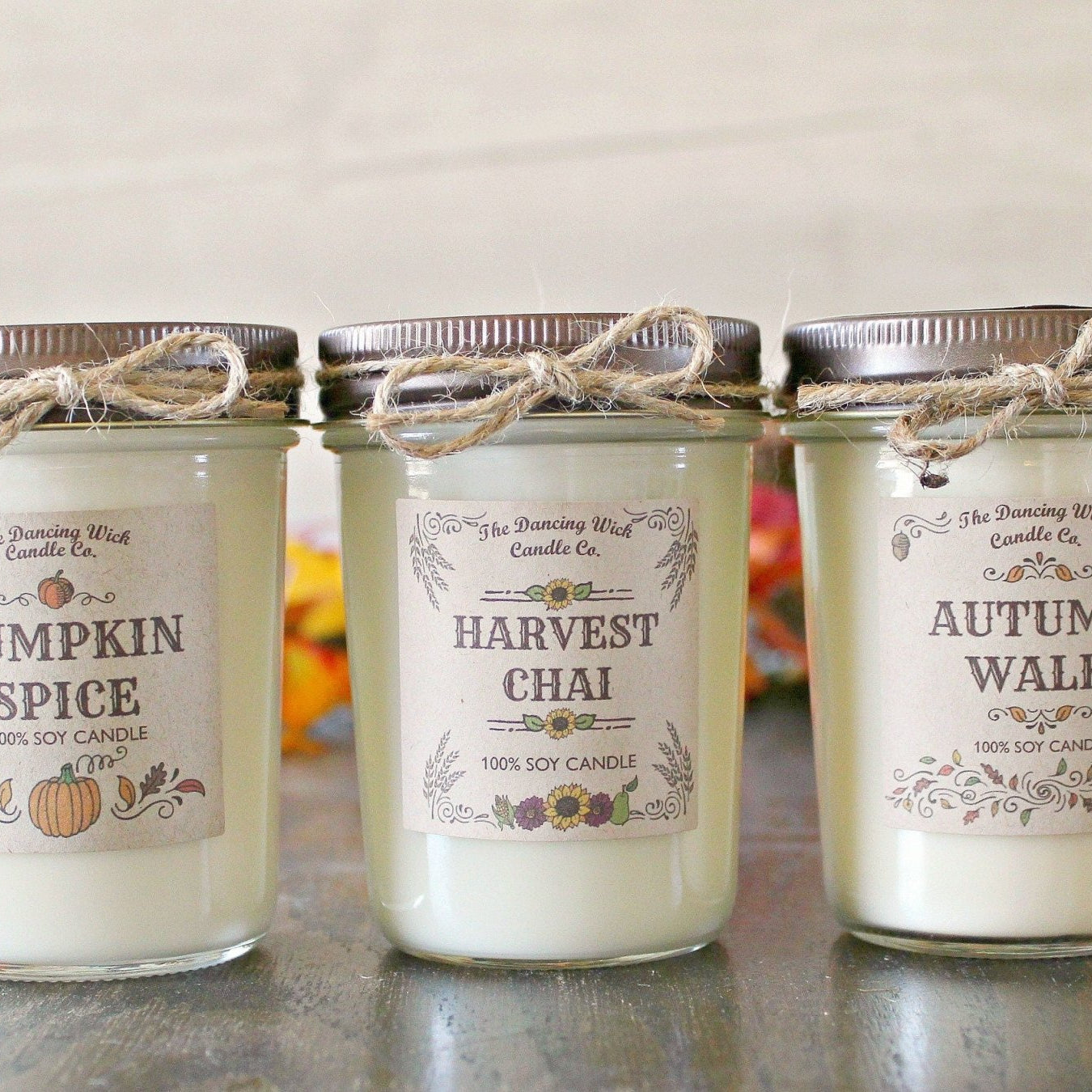 Set of 3 Fall 8 oz Candles - The Dancing Wick