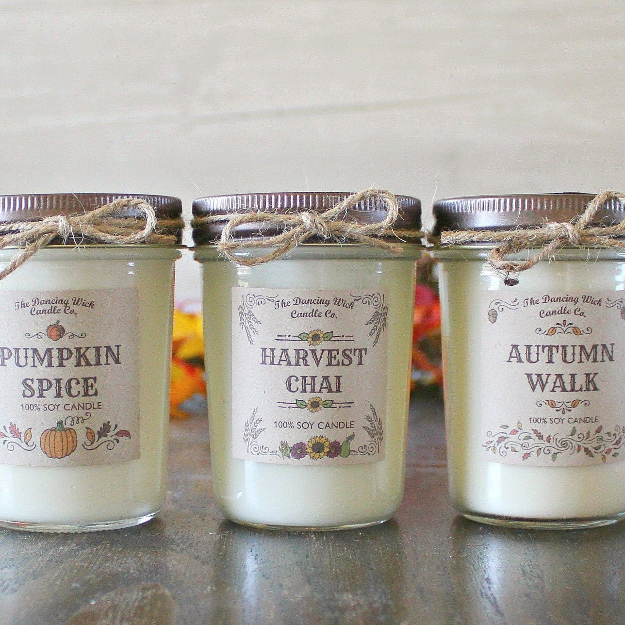 Set of 3 Fall 8 oz Candles - The Dancing Wick
