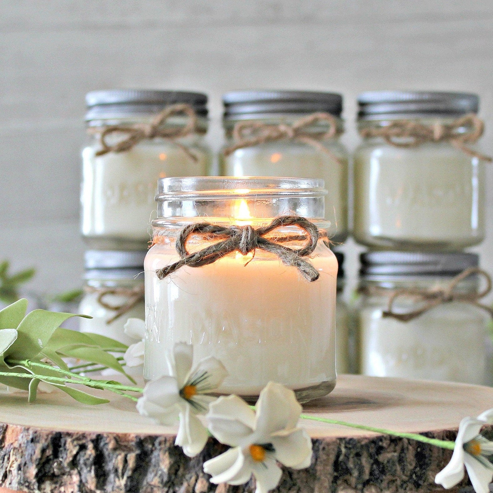 Set of 6 - 8 oz Soy Mason Jar Candles - The Dancing Wick