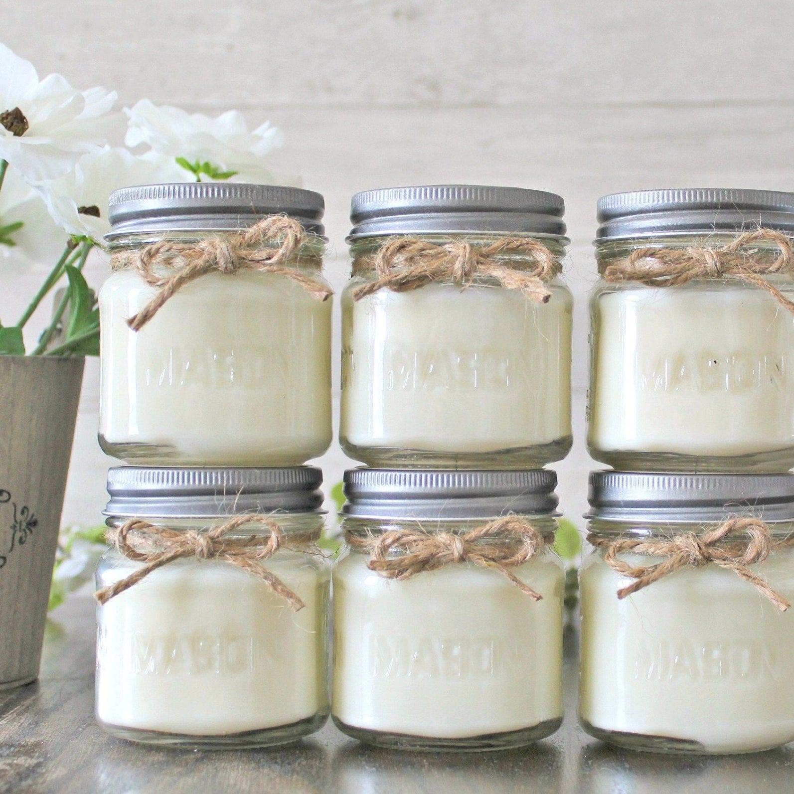 Set of 6 - 8 oz Soy Mason Jar Candles - The Dancing Wick