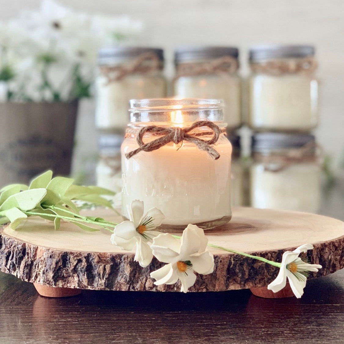 Set of 6 - 8 oz Soy Mason Jar Candles - The Dancing Wick