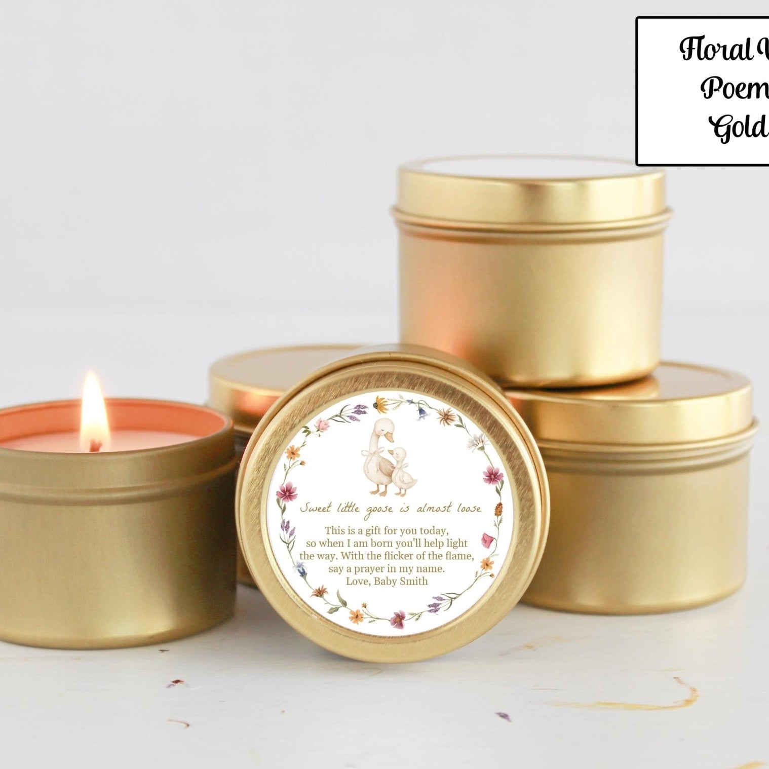 Silly Goose Baby Shower Favors – Personalized Candle Tins for Guests in Bulk, Set of 10 - The Dancing Wick